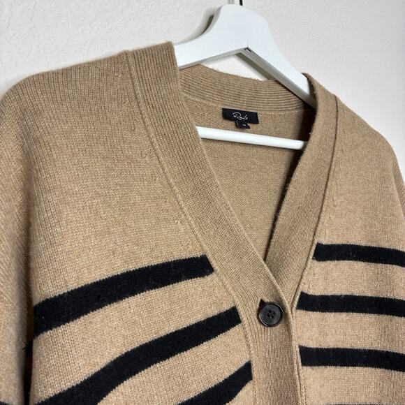 Rails Geneva Camel and Black Striped Wool Cashmere Cardigan XS - Picture 3 of 10